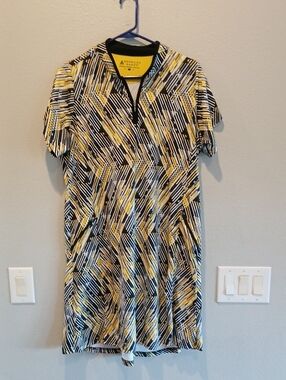 Bermuda Sands Xl Yellow Black Graphic Short Sleeve Dress Golf Athletic